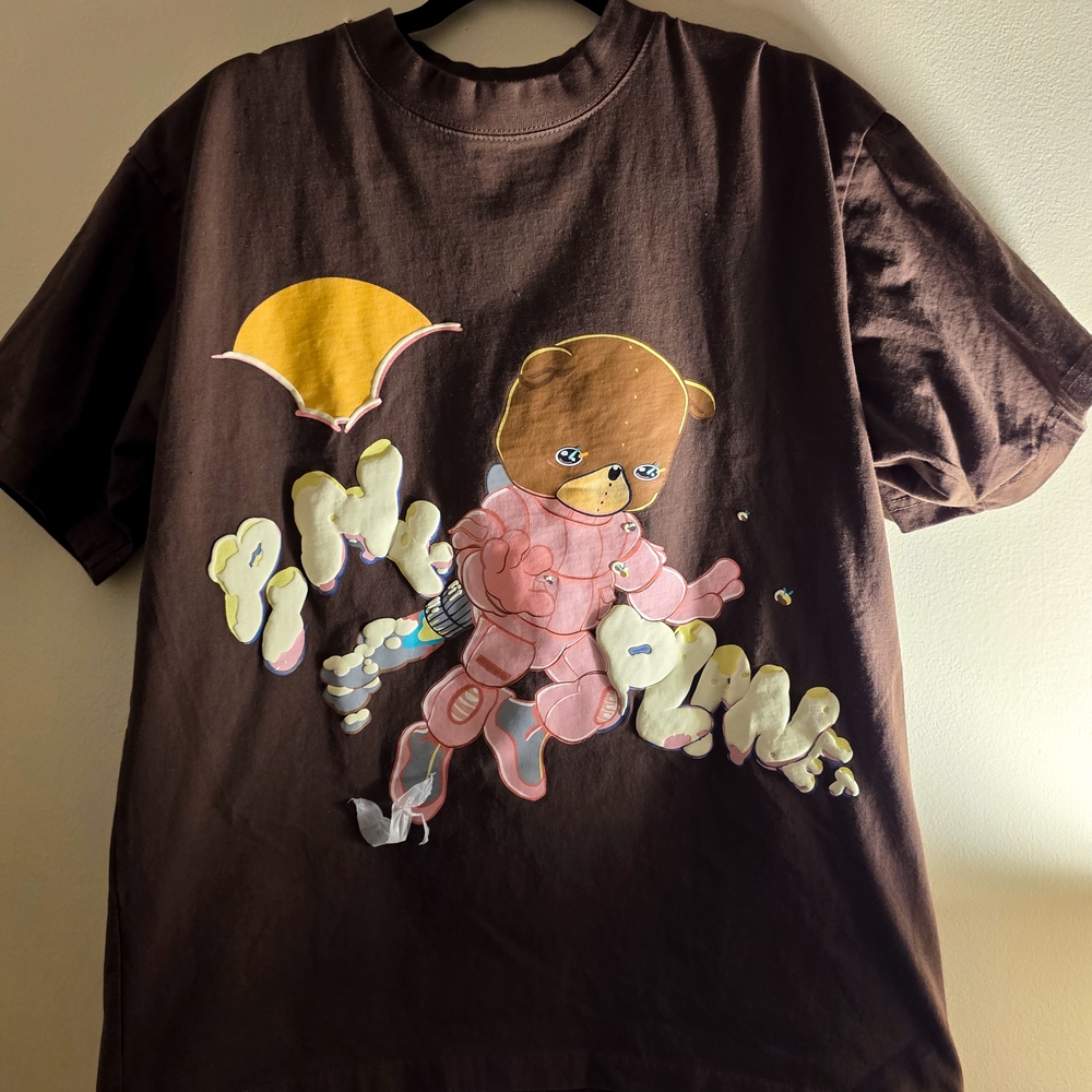 Retro Pink Sweats Brown Shirt with Bear Design